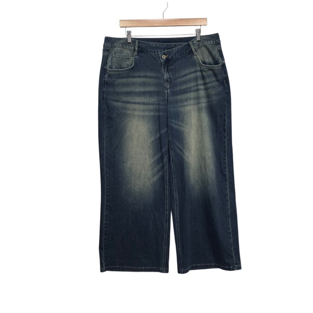 Halara Womens XL Dark Wash Wide Leg Denim Jeans High Rise Stretch Relaxed Jeans